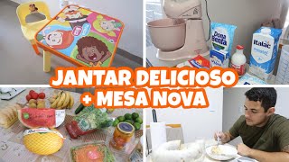 COMPRAS NO HORTIFRUTI, MESA NOVA PARA O BABY, JANTAR DELICIOSO + BOLO DE COCO CREMOSO 😋