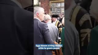 Eggs thrown at #KingCharles while he greets people #unitedkingdom #viralvideo #shorts #news