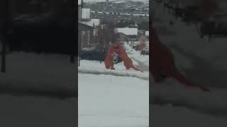 T Rex snowball fight