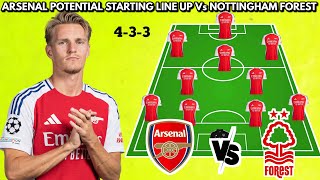 🚨 ARSENAL POTENTIAL STARTING LINE UP VS NOTTINGHAM FOREST 🔥 || EPL 2024/2025