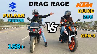 ktm duke 250 GEN-3 vs Bajaj pulsar rs 200 bs6 | DRAG RACE | iski itni hi aaukat hai 🤣