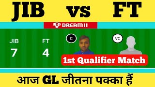 JIB vs FT Dream11 Prediction | JIB vs FT Dream11 Team | JIB vs FT | JIB vs FT 1st Qualifir Match