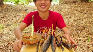 Catching catfish and grilled catfish - eating delicious grilled catfish