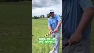 👆Full Lesson. Release the clubs energy! Don’t hold it off. Proper release VS manipulation. #pga