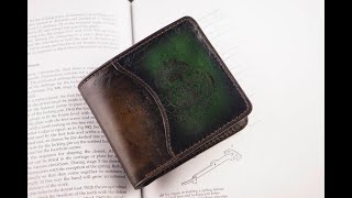 Bosphorus Leather Scripto Patina Green-Dark Brown Wallet