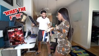 MY ANGRY GIRLFRIEND DELETES MY NBA 2K MYCAREER PLAYERS PRANK!! (GETS VERY HEATED)