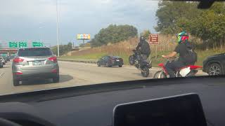 Moto and ATV group ride in downtown Chicago