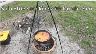 Solo Stove cooking with Dutch oven - Chili Verde