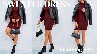 Blooming Jelly Dress Women's Ribbed Sweater Bodycon Dress