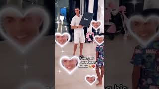 Ronaldo shiwing his Family his Gold play button #football #cr7 #cristianoronaldo