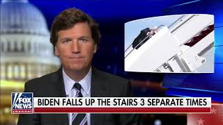 Tucker reacts to Biden's public fall up Air Force 1 stairs  FJB