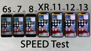 iPhone 13 vs 12 vs 11 vs XR vs 8 vs 7 vs 6s SPEED Test on iOS 15