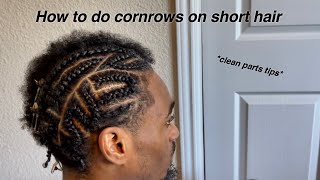 How to do cornrows on mens short hair tutorial. Freestyle braids. *Beginner friendly*