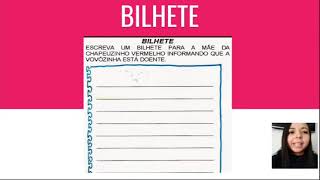 Orientações para escrita de bilhete