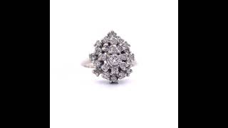 Glamorous 1 Carat Diamond Stacked Pear-Shaped Cluster Ring in 14k White Gold