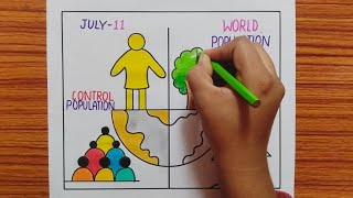 World Population Day Drawing / World Population Day Poster / How to Draw World Population Day