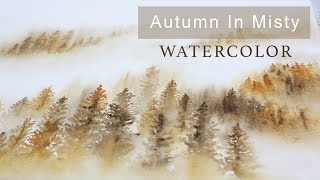 How To Paint Autumn Misty Forest /Watercolor Painting Tutorial