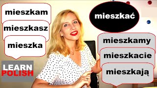 LEARN POLISH (A1): "MIESZKAĆ" - ODMIANA W CZASIE TERAŹNIEJSZYM/ ENGLISH SUBTITLES