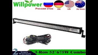 52 inch 7D 675W LED Bar Work Light Driving Beam Offroad Boat