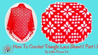 CROCHET NICE TRIANGLE LACE SHAWL ( Part 1 )  By Little Flower Handmade Va