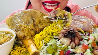 Mukbang baghalipolo ba mahiche (Lamb Shank)| موکبانگ باقالی‌پلو با ماهیچه و سالاد شیرازی و ته دیگ