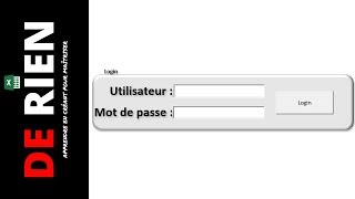 comment créer un mot de passe et utilisateurs avec excel vba | Tutoriel Excel - DE RIEN