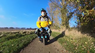 Seated Riding practice on Veteran Patton with Surron seat