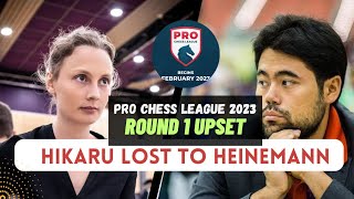 Pro Chess League 2023 Round 1 Upset: Hikaru Loses to Heinemann