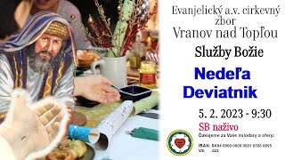 Služby Božie VT 5.2.2023 - Nedeľa Deviatnik