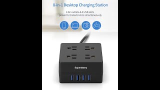 Superdanny Charging Station with 4 AC Outlets & 4 Smart USB Ports Review