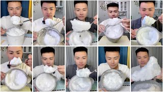 EATING CRUNCHY WHITE ICE ONLY BITES ASMR / HUGE ICE BITES