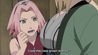 Sakura touch the breasts of Tsunade