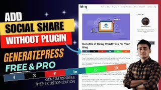 How to Add Social Share Buttons on WordPress without Plugin 🔥| GeneratePress Theme Customization