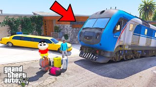 Franklin and Shinchan Train Journey In New Train Los Santos To North Yankton In GTA V