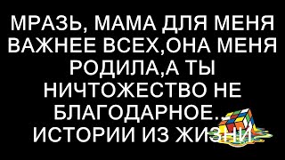 Мразь, мама для меня важнее всех,она меня родила,а ты ничтожество не благодарное... истории из жиз