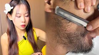 💈ASMR | Removes a lot of beard and dead skin from men's faces! 🪒 Wonderful razor shave