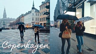 Copenhagen, Denmark 🇩🇰 Walking in HEAVY Rain at Strøget Walking Tour 4k February 2022