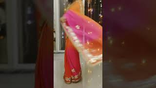 Pink and orange Dual tone Chiffon saree with Gotta Patti border | How to drape a saree? #sareehaul