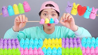 Cầu vồng marshmallow Món tráng miệng Mukbang DONA