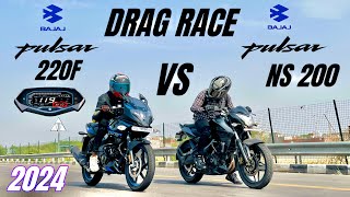 bajaj Pulsar 220F 2024 vs bajaj pulsar ns 200 | drag race | the legend is back 😱