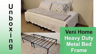 Veni Home 14-Inch Heavy Duty Metal Bed Frame Unboxing, Installation, and First Impressions