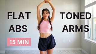 15 MIN TONED ARMS & FLAT ABS WORKOUT | No Equipment | Hourglass Figure Challenge At Home