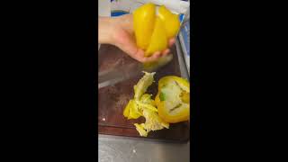 Cutting yellow capsicums #shortsvideo #satisfyingvedio #asmr #asmrcooking #foodlover