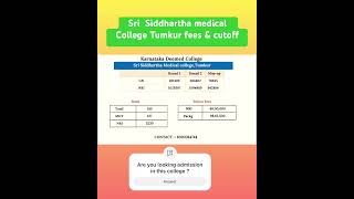 Sri Siddhartha Medical college fees & cutoff #neetugcounselling #neet