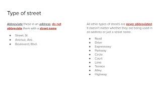 Associated Press Style: Addresses and Streets