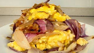 Dual Onion Egg Stir-Fry | Soft White & Crunchy Red Onions