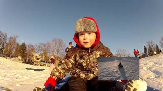 PK's First Sledding Experience - GoPro