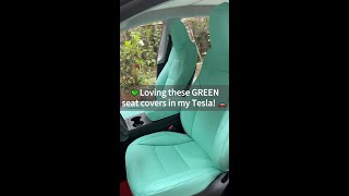 Loving these green seat covers in my Tesla! 🌿🚗 Perfect #usa #america #unitedstates #follow