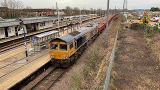 New Year's Day freight train - GB Railfreight class 66 at Biggleswade - 01/01/24