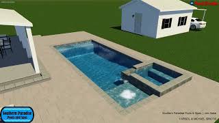 Geometric 14' x 28' pool with 7'x 7' Spa